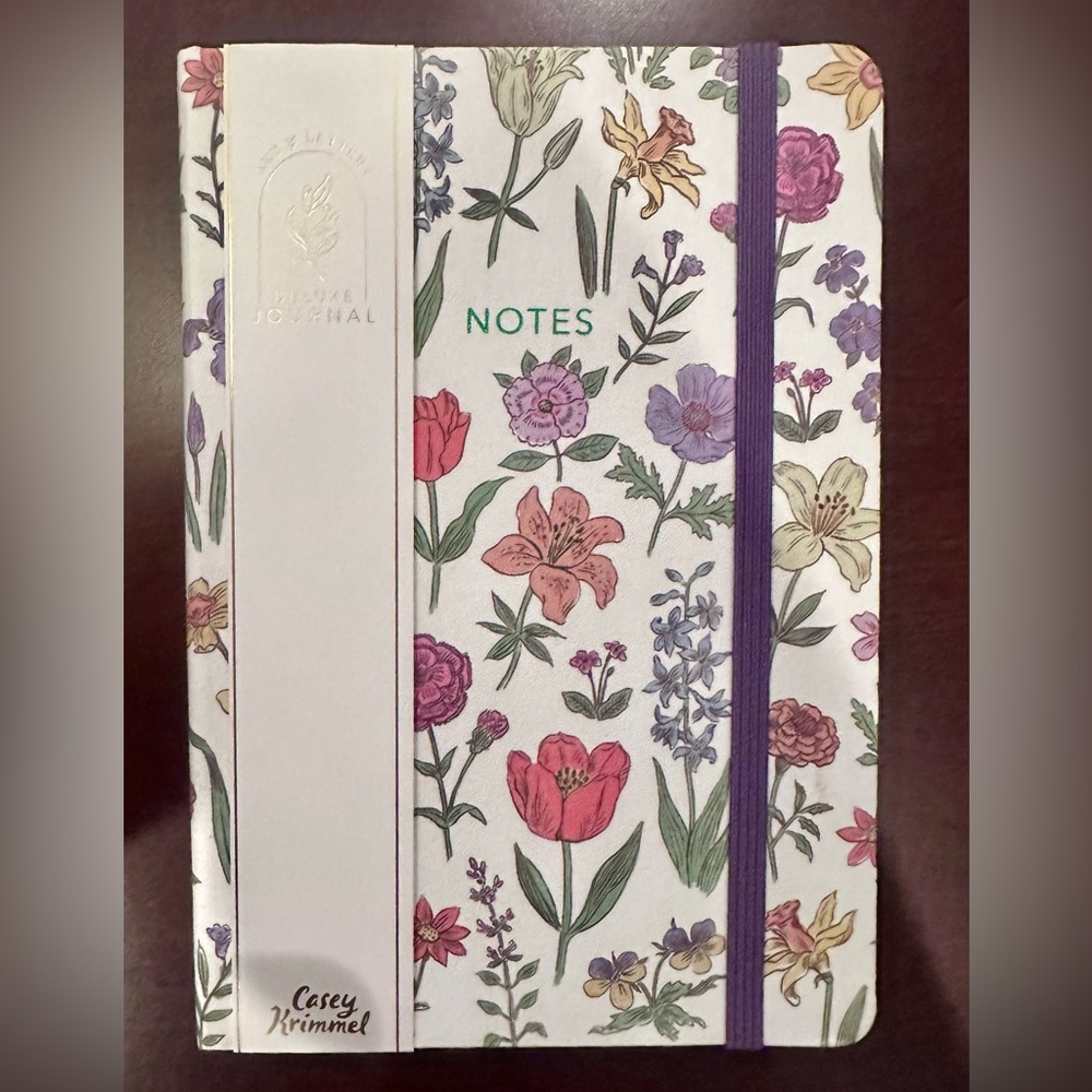 Floral Fabric Covered Journal with Purple Elastic Band and Golden edges